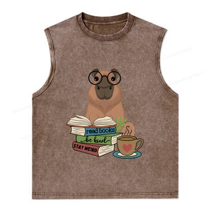 Pagewings Capybara Reading Unisex Washed Tank Top