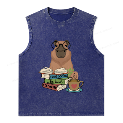 Pagewings Capybara Reading Unisex Washed Tank Top