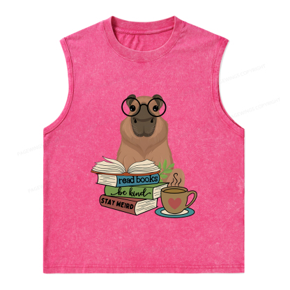 Pagewings Capybara Reading Unisex Washed Tank Top