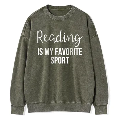 Pagewings Reading is My Favourite Sport Unisex Washed Sweatshirt