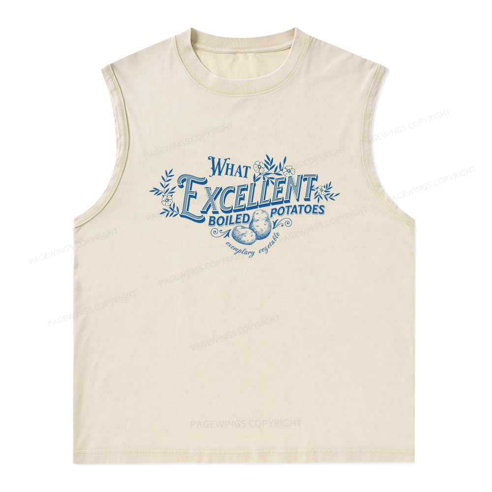 Pagewings What Excellent Boiled Potatoes Unisex Washed Tank Top