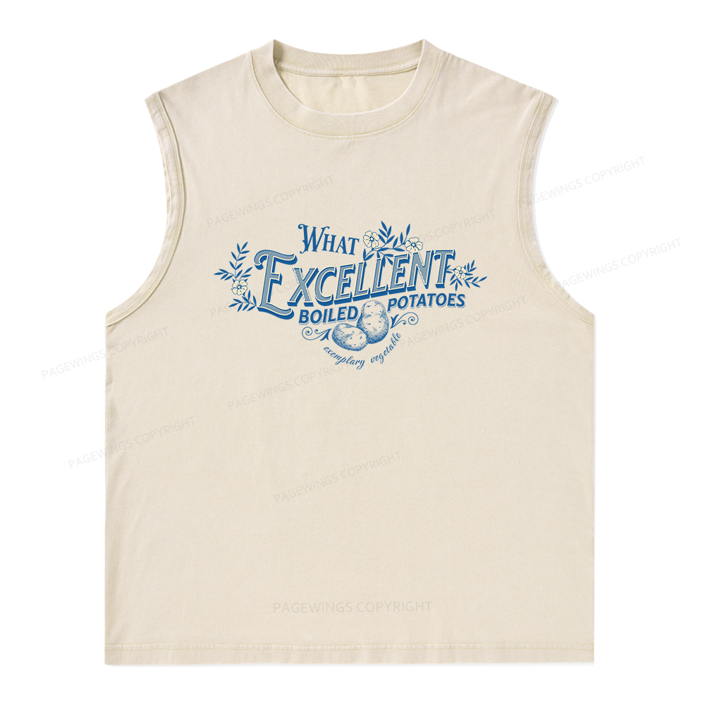 Pagewings What Excellent Boiled Potatoes Unisex Washed Tank Top