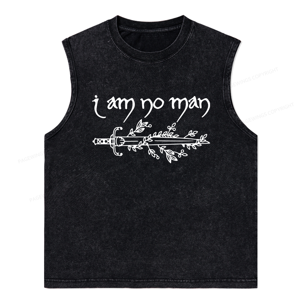 Pagewings I Am No Man Unisex Washed Tank Top
