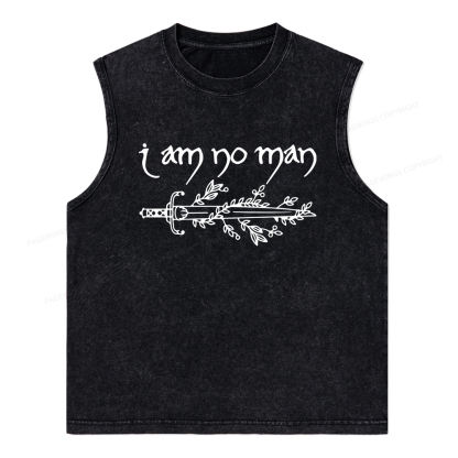 Pagewings I Am No Man Unisex Washed Tank Top