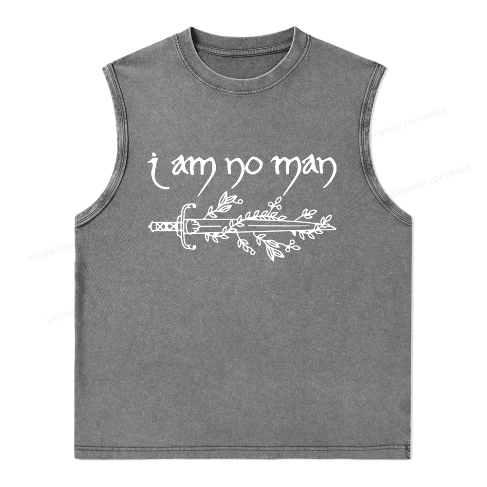 Pagewings I Am No Man Unisex Washed Tank Top