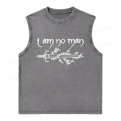 Pagewings I Am No Man Unisex Washed Tank Top