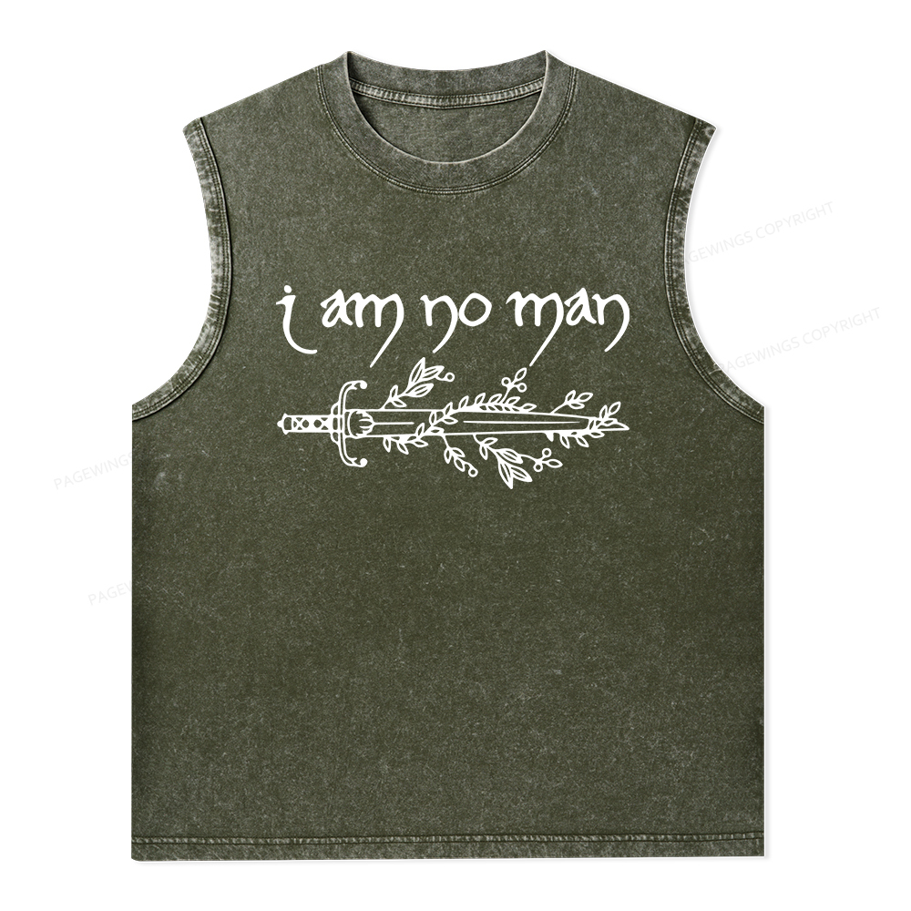 Pagewings I Am No Man Unisex Washed Tank Top