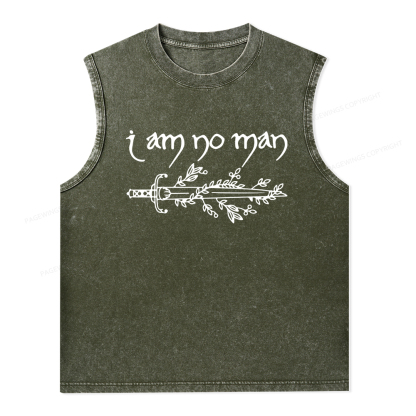 Pagewings I Am No Man Unisex Washed Tank Top