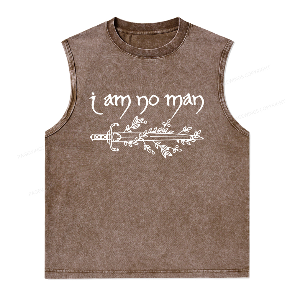 Pagewings I Am No Man Unisex Washed Tank Top