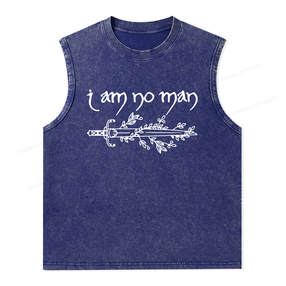 Pagewings I Am No Man Unisex Washed Tank Top