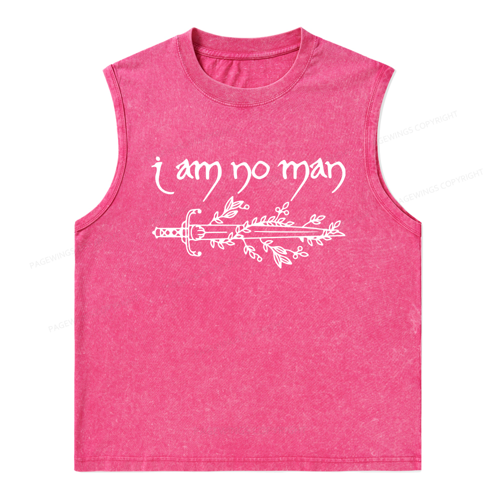 Pagewings I Am No Man Unisex Washed Tank Top