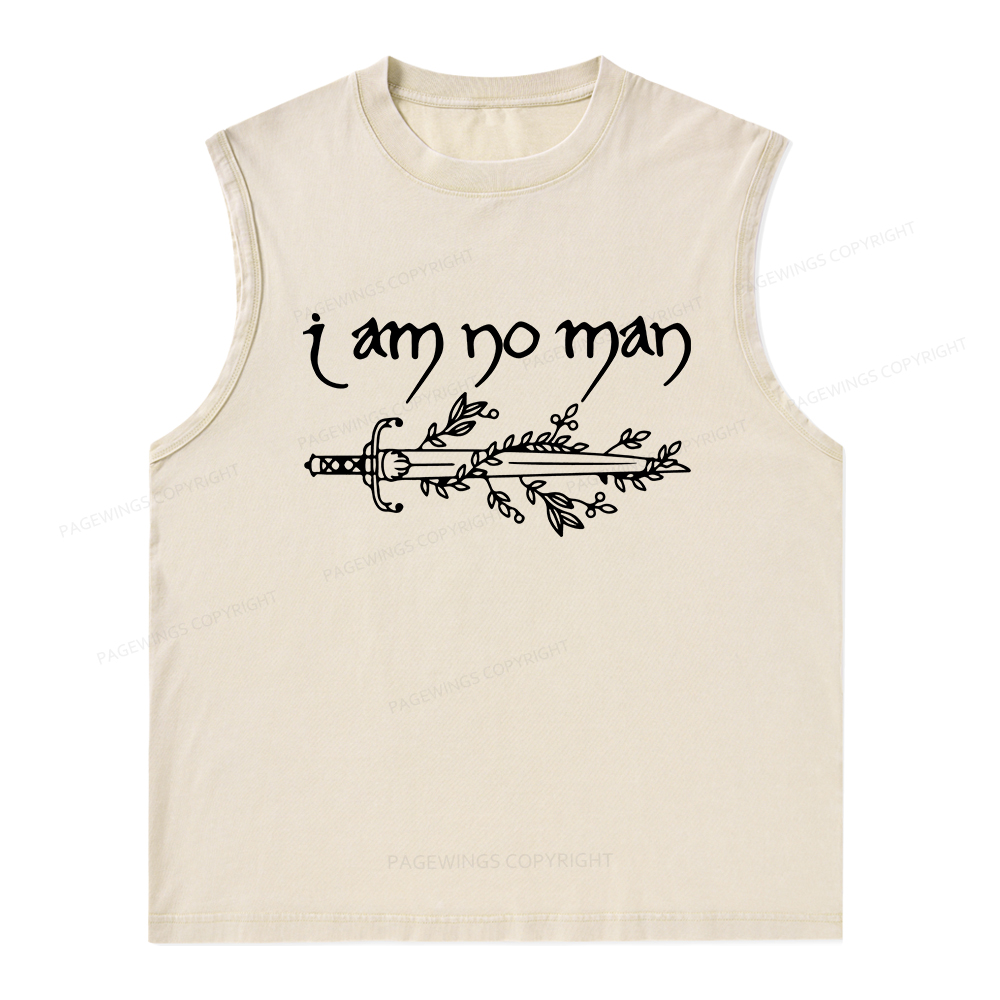 Pagewings I Am No Man Unisex Washed Tank Top