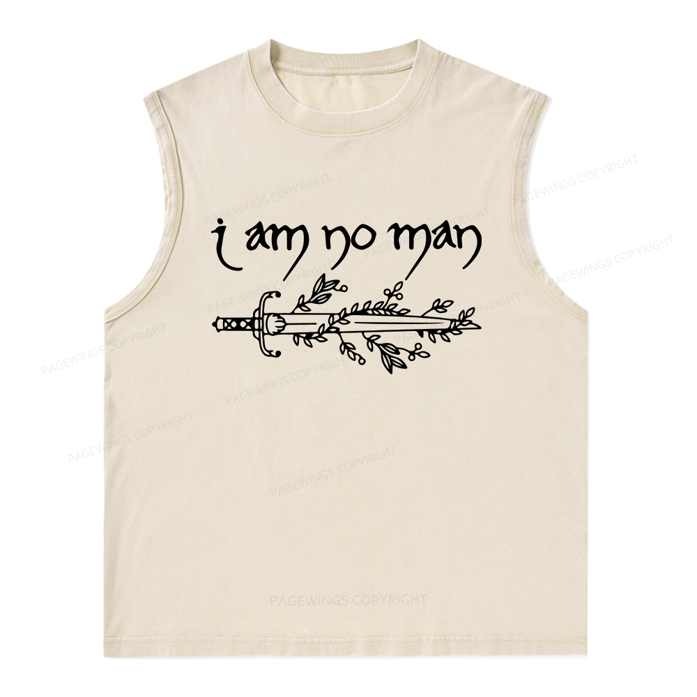 Pagewings I Am No Man Unisex Washed Tank Top