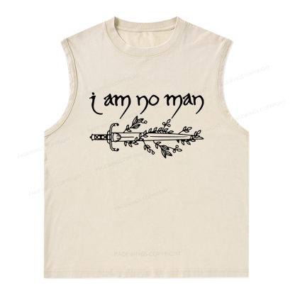 Pagewings I Am No Man Unisex Washed Tank Top