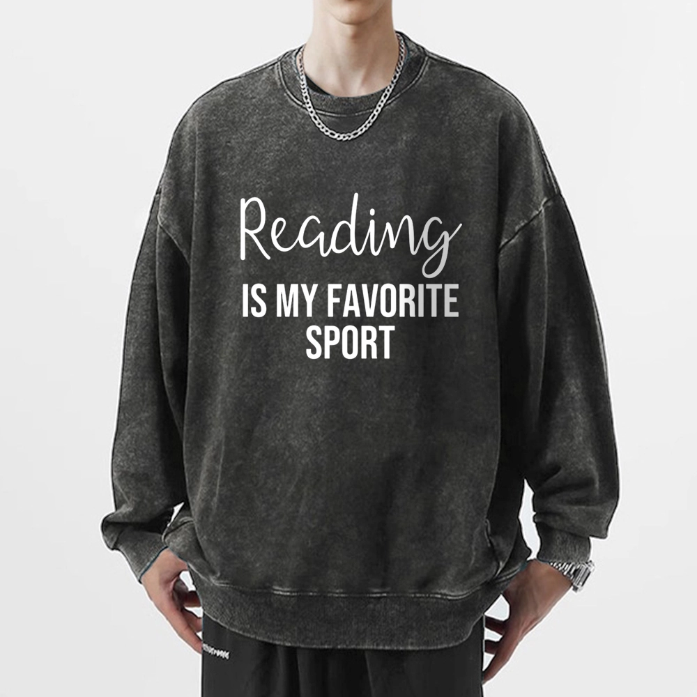 Pagewings Reading is My Favourite Sport Unisex Washed Sweatshirt