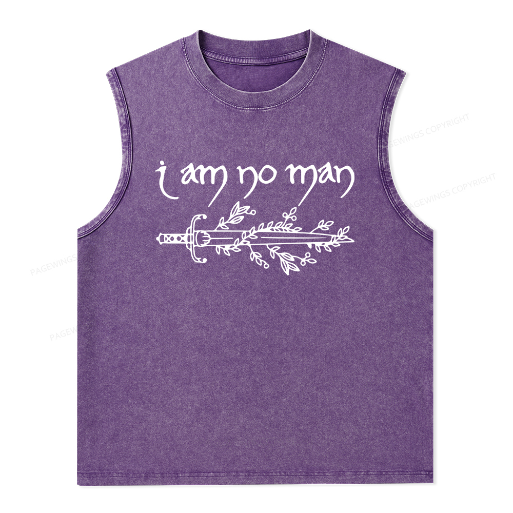 Pagewings I Am No Man Unisex Washed Tank Top