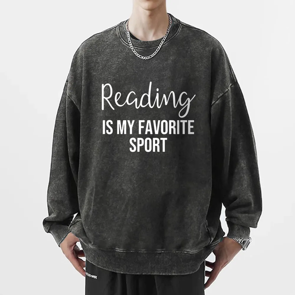 Pagewings Reading is My Favourite Sport Unisex Washed Sweatshirt