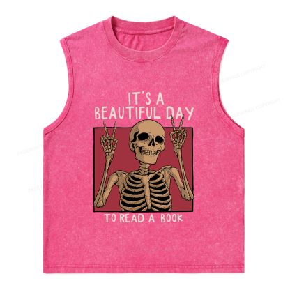 Pagewings It's A Beautiful Day To Read A Book Unisex Washed Tank Top
