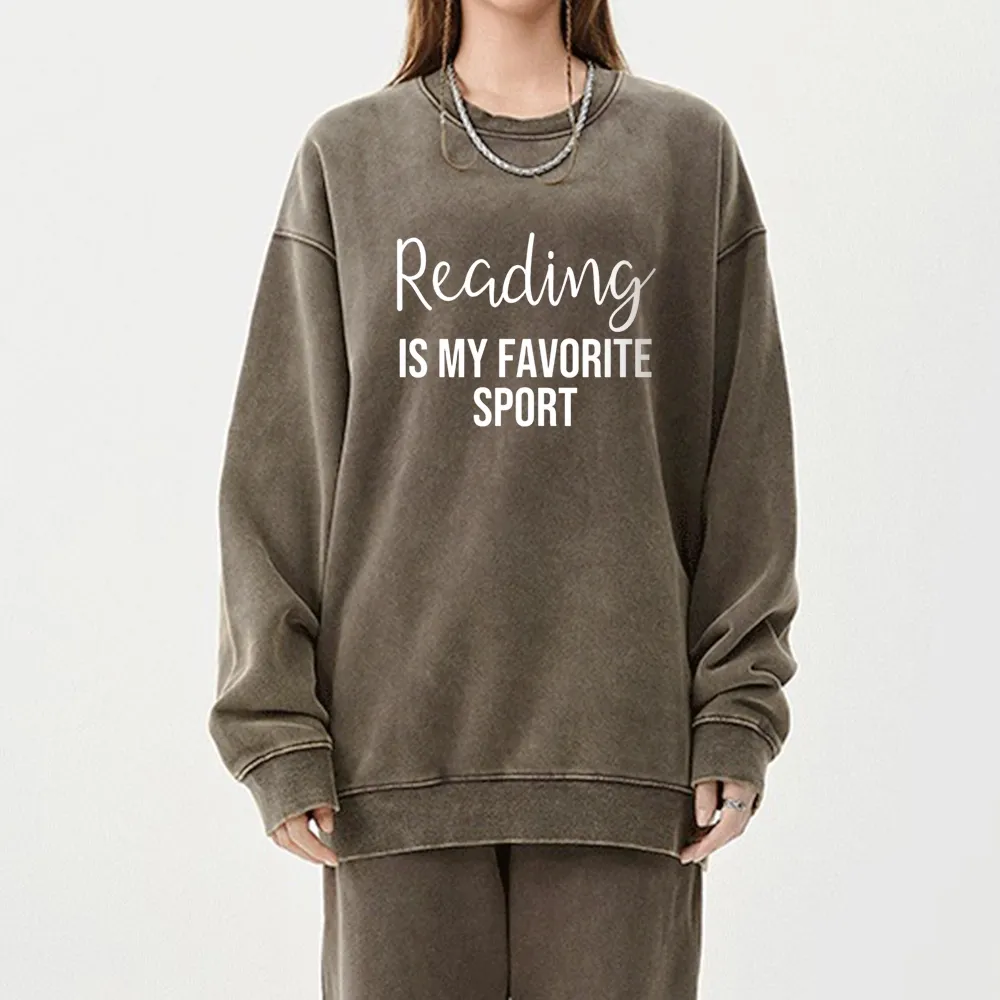 Pagewings Reading is My Favourite Sport Unisex Washed Sweatshirt