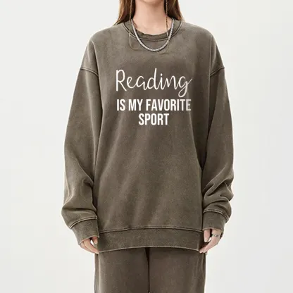 Pagewings Reading is My Favourite Sport Unisex Washed Sweatshirt