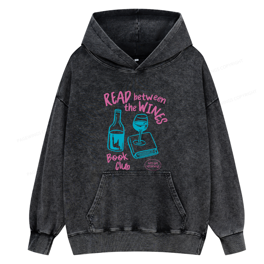 Pagewings Wine Lover Book Club Unisex Washed Hoodie