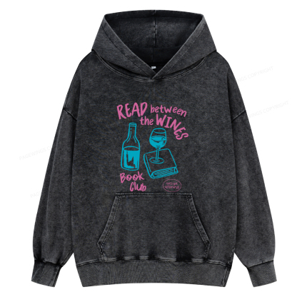 Pagewings Wine Lover Book Club Unisex Washed Hoodie