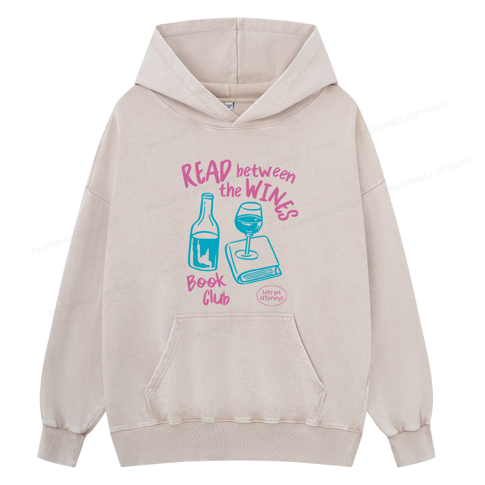 Pagewings Wine Lover Book Club Unisex Washed Hoodie
