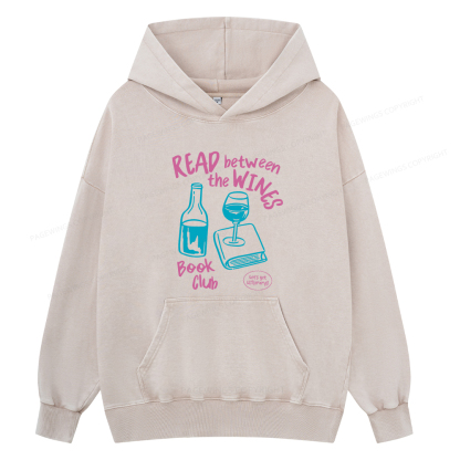 Pagewings Wine Lover Book Club Unisex Washed Hoodie