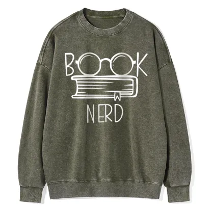 Pagewings  Book Nerd Unisex Washed Sweatshirt
