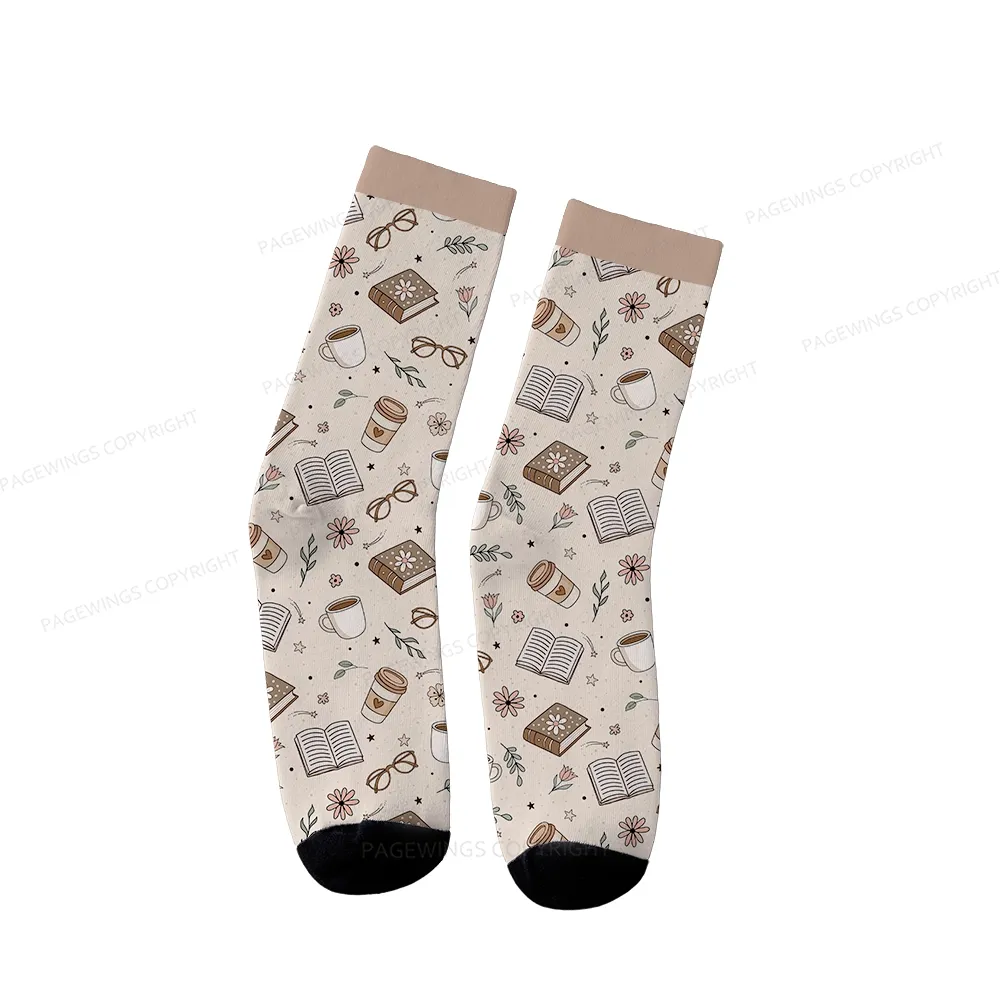 Pagewings Coffee book Rainy Day Unisex Socks