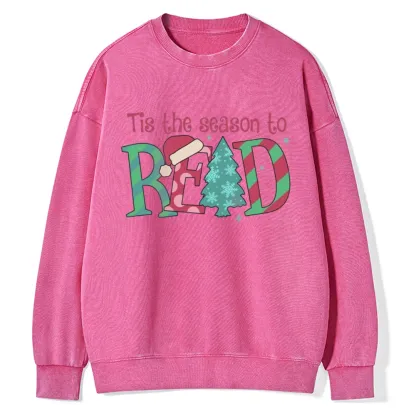 Pagewings   Christmas Reading Unisex Washed Sweatshirt