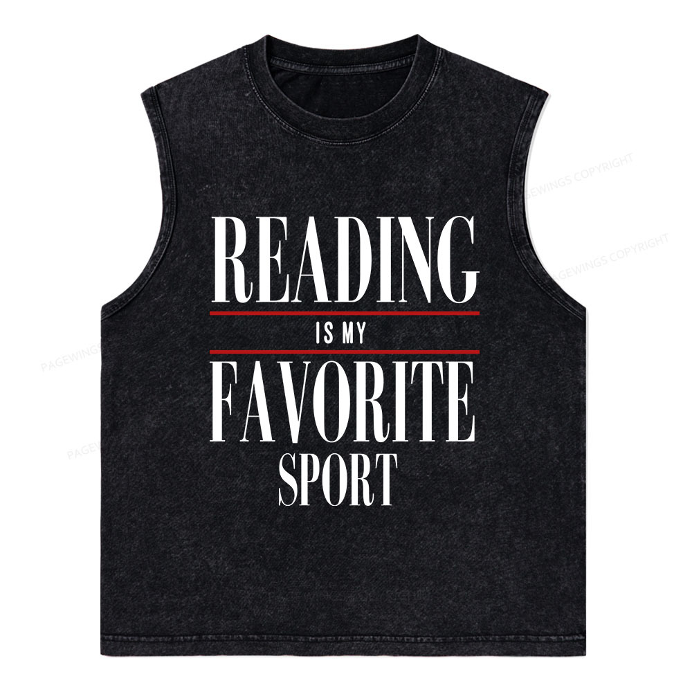 Pagewings Reading Is My Favorite Sport Unisex Washed Tank Top