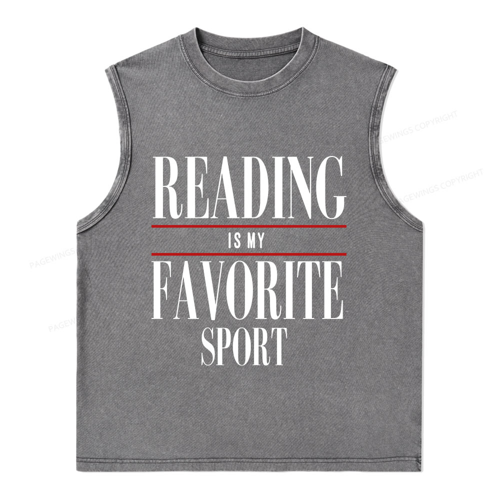 Pagewings Reading Is My Favorite Sport Unisex Washed Tank Top