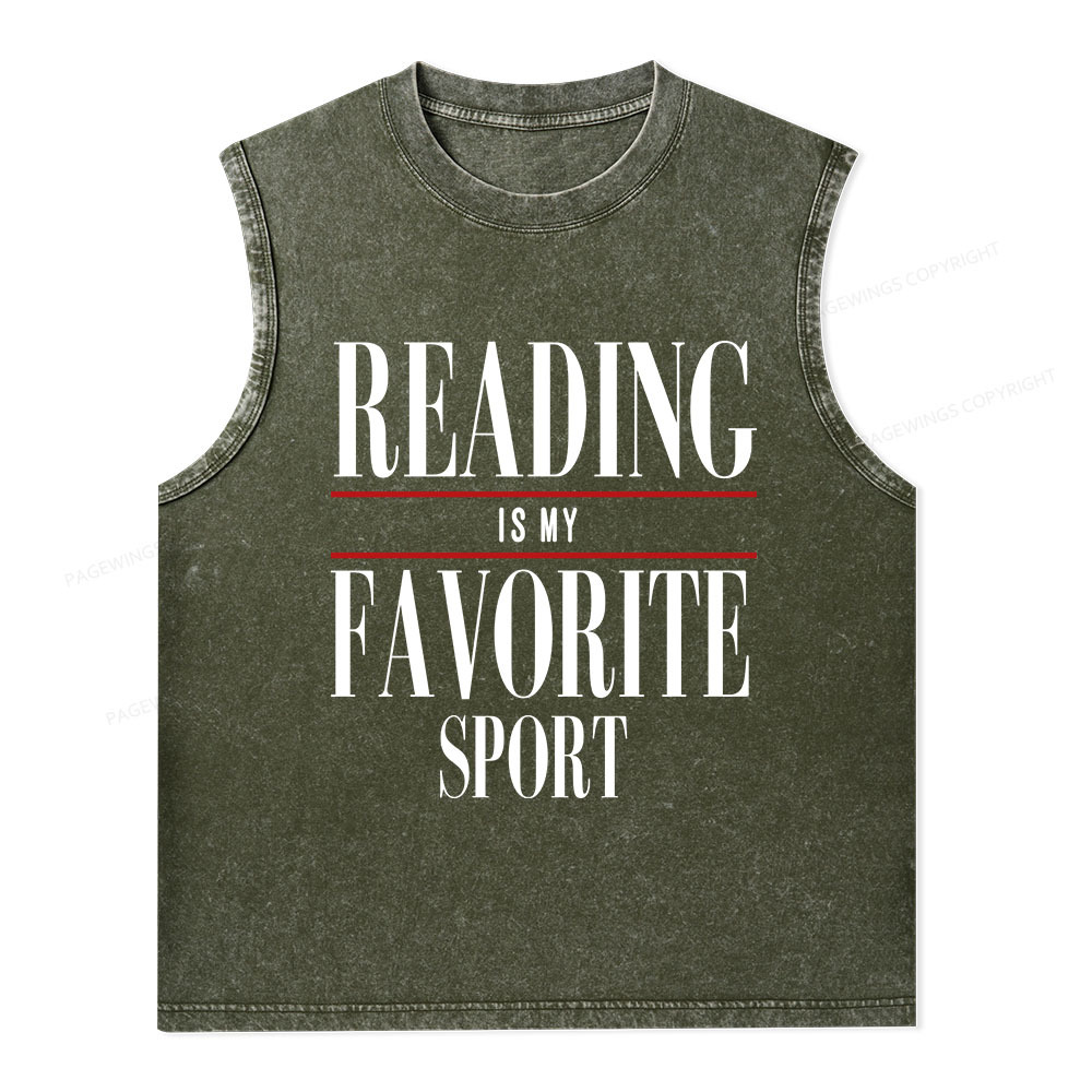 Pagewings Reading Is My Favorite Sport Unisex Washed Tank Top