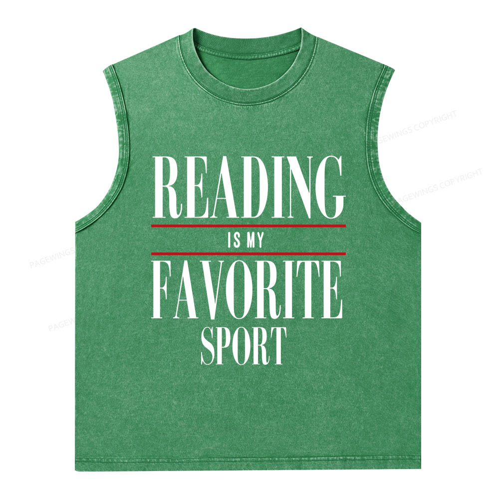 Pagewings Reading Is My Favorite Sport Unisex Washed Tank Top