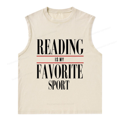 Pagewings Reading Is My Favorite Sport Unisex Washed Tank Top