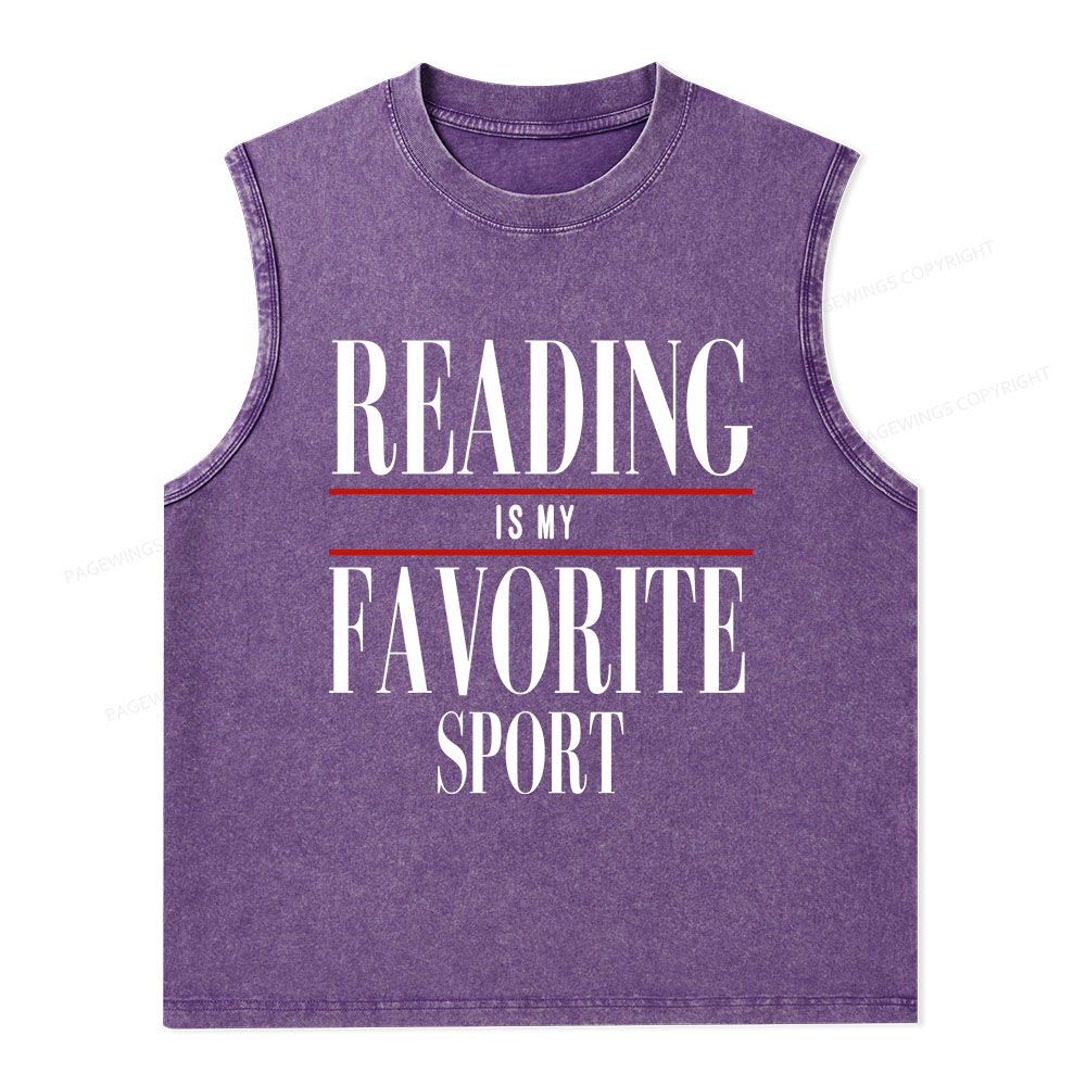 Pagewings Reading Is My Favorite Sport Unisex Washed Tank Top