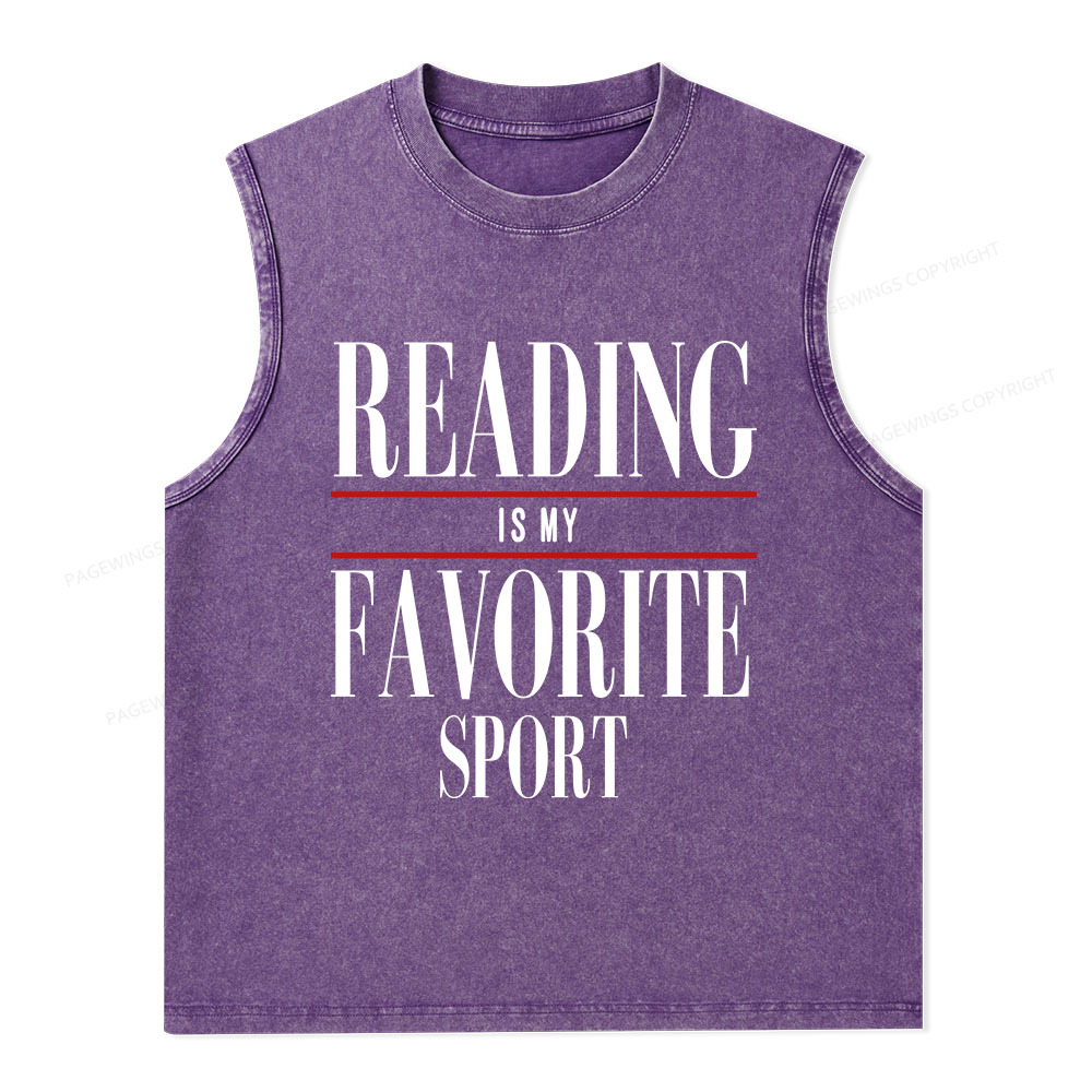Pagewings Reading Is My Favorite Sport Unisex Washed Tank Top
