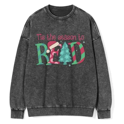 Pagewings   Christmas Reading Unisex Washed Sweatshirt