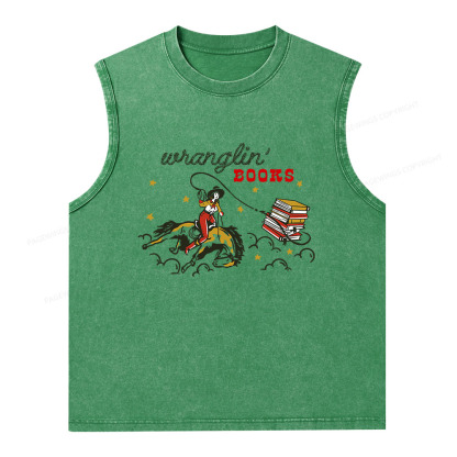 Pagewings Wranglin' Books Unisex Washed Tank Top