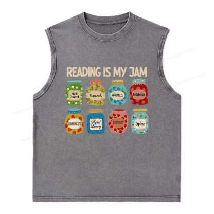 Pagewings Reading is My Jam Bookworm Unisex Washed Tank Top