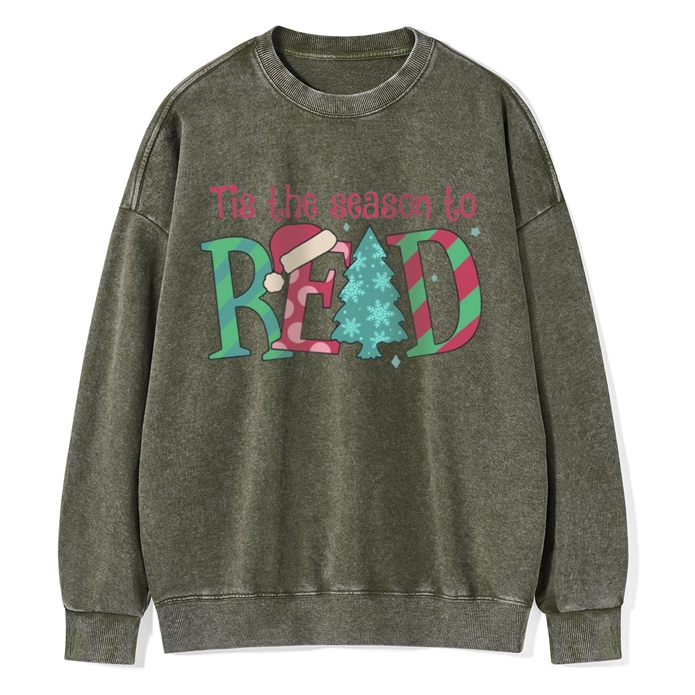 Pagewings   Christmas Reading Unisex Washed Sweatshirt