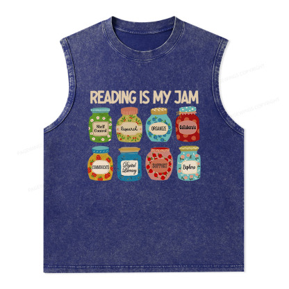 Pagewings Reading is My Jam Bookworm Unisex Washed Tank Top