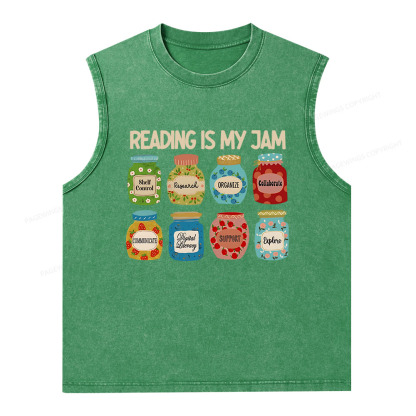Pagewings Reading is My Jam Bookworm Unisex Washed Tank Top