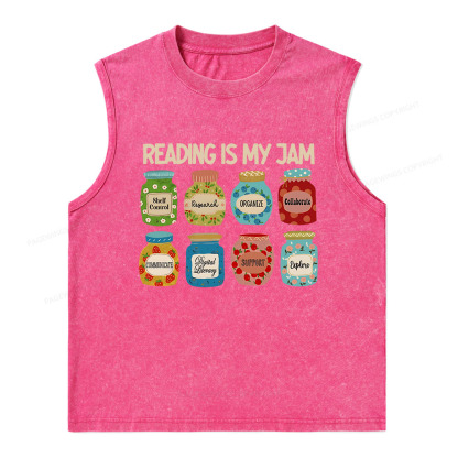 Pagewings Reading is My Jam Bookworm Unisex Washed Tank Top