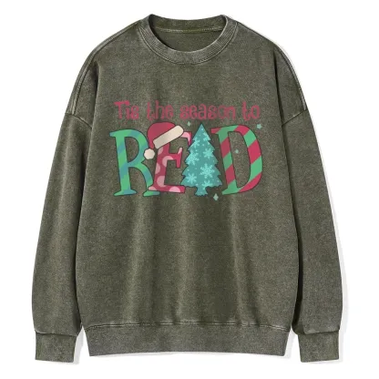 Pagewings   Christmas Reading Unisex Washed Sweatshirt