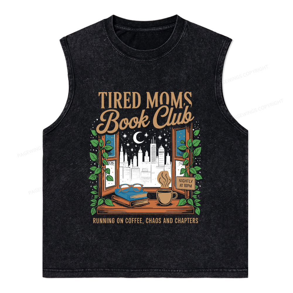 Pagewings Tired Moms Book Club Unisex Washed Tank Top