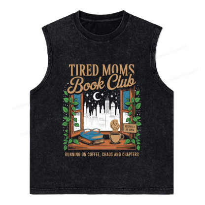 Pagewings Tired Moms Book Club Unisex Washed Tank Top