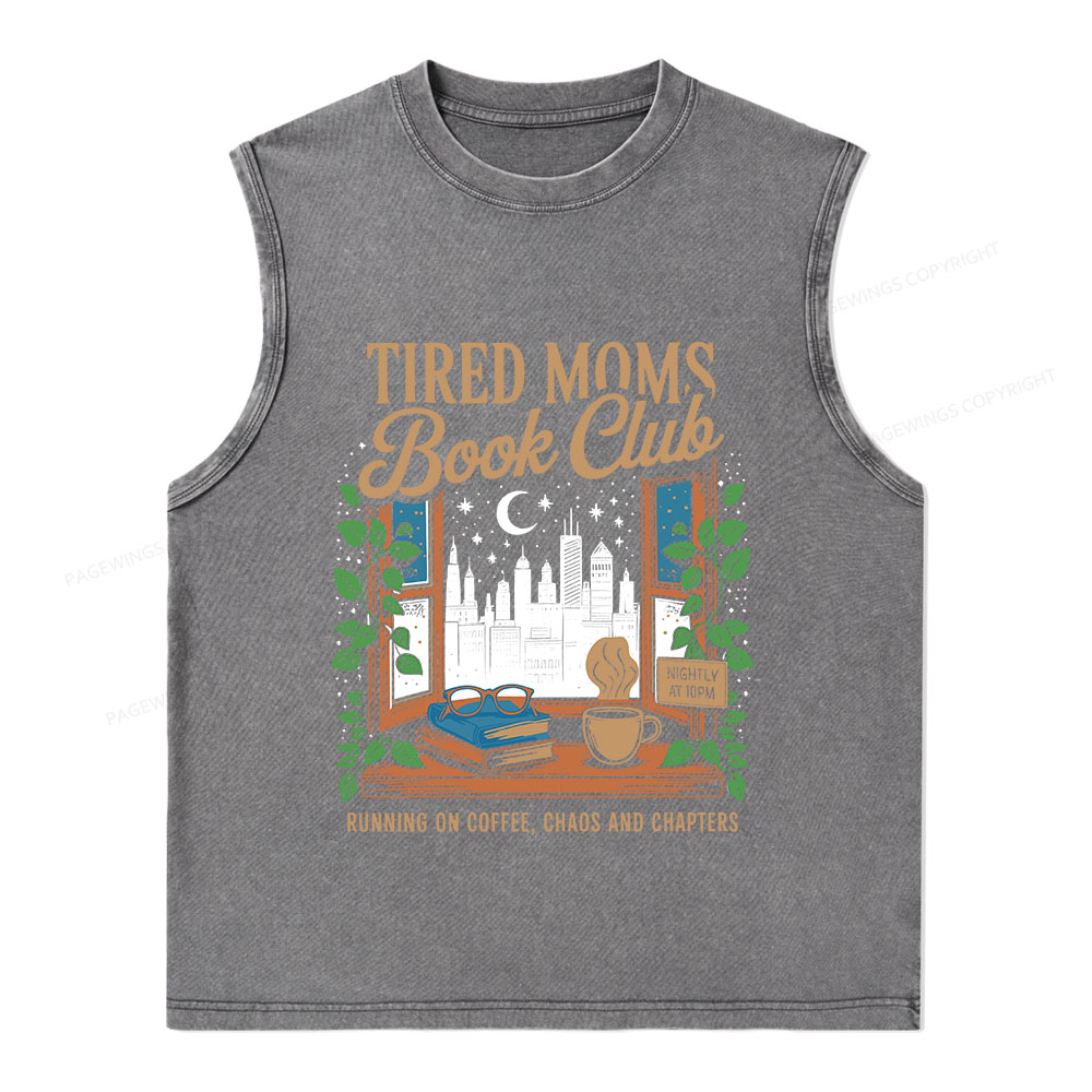 Pagewings Tired Moms Book Club Unisex Washed Tank Top