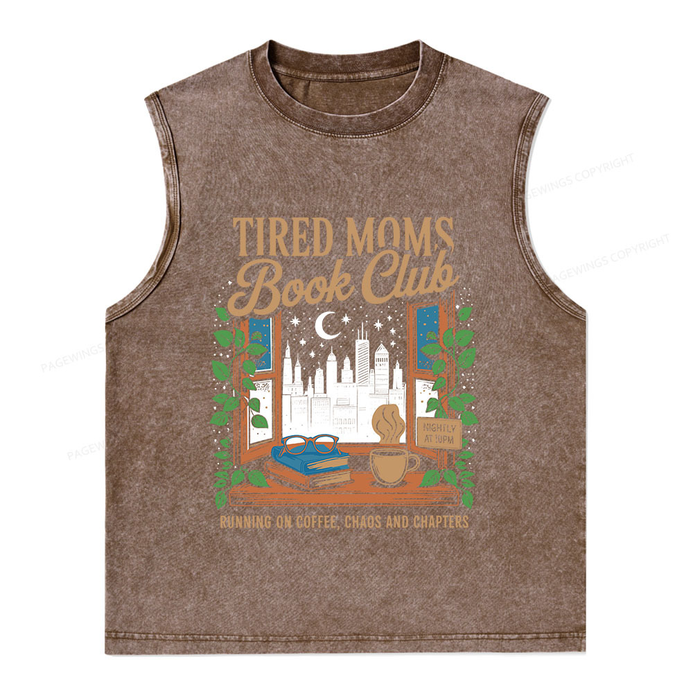 Pagewings Tired Moms Book Club Unisex Washed Tank Top